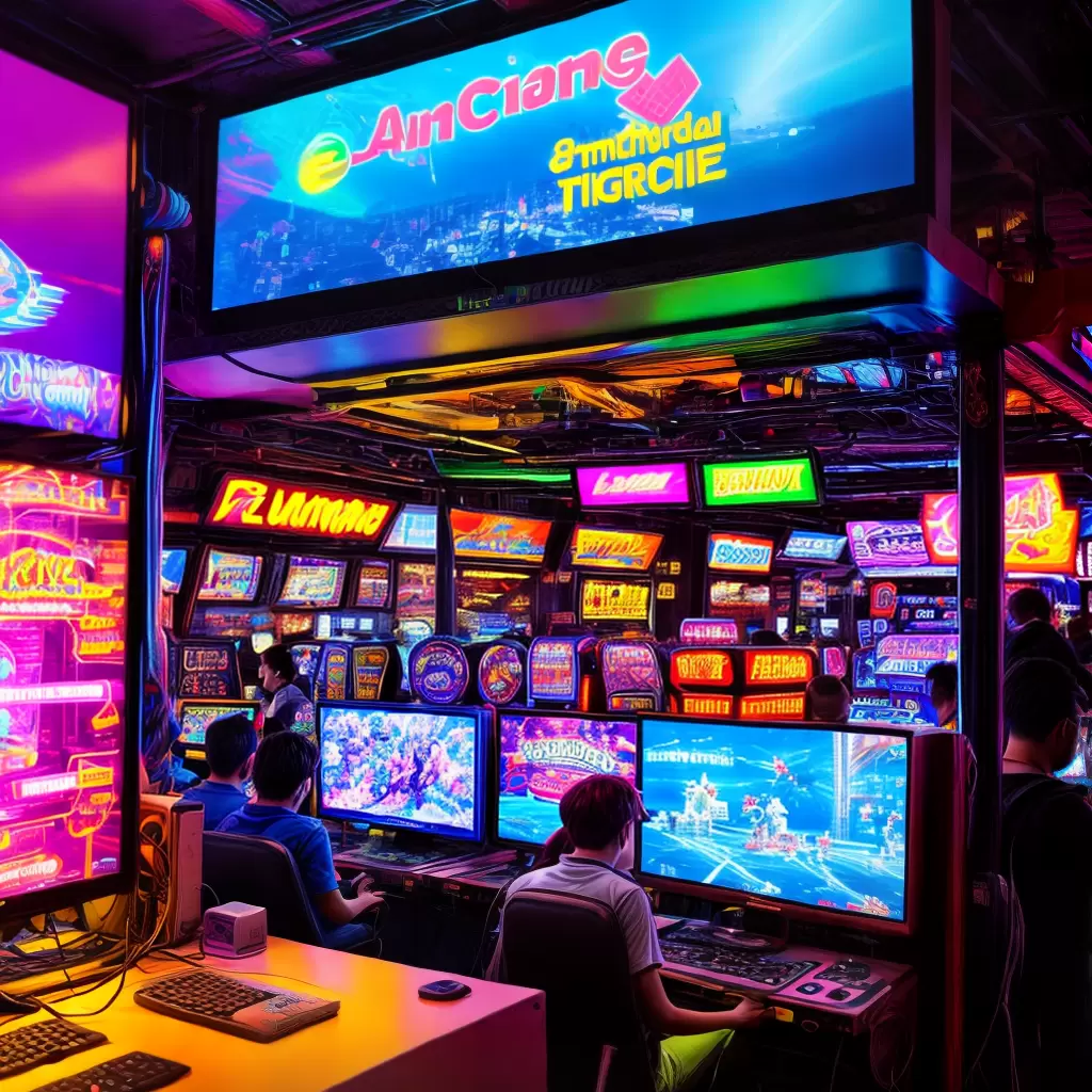 Fotos Arcade Vibrante Jogos Neon Energia