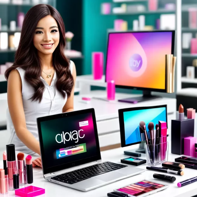 Fotos Mulher Laptop Cosmeticos Marketing Online